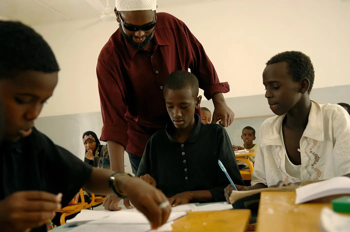 Djiboutian students attend class, Feb. 24, after the renovations are complete finalizing a three day Joint Service Commu