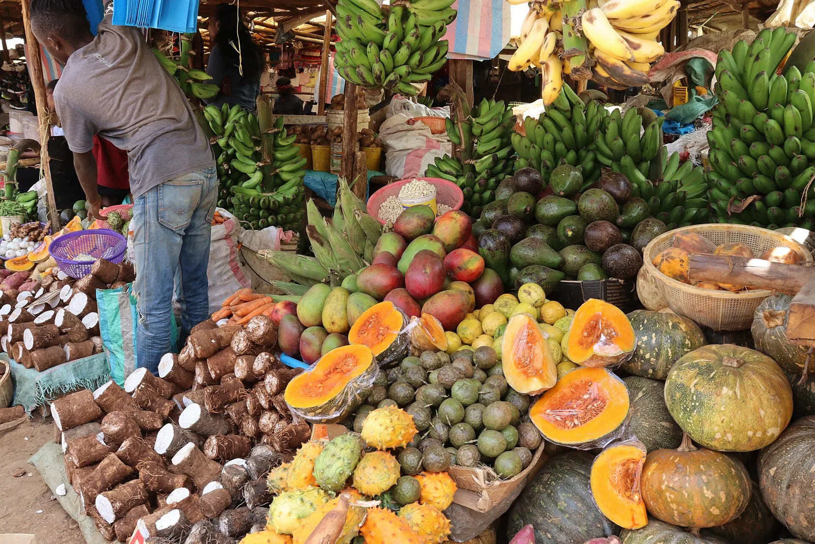 Traders at an open-air market in Kenya