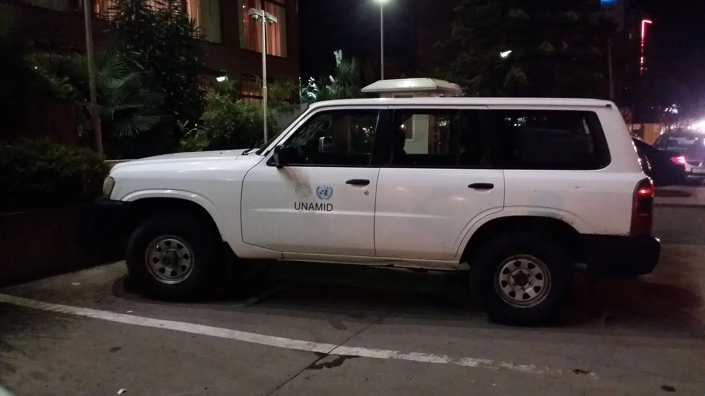 United Nations African Union Mission in Darfur vehicle, Addis Ababa, 5 April 2017