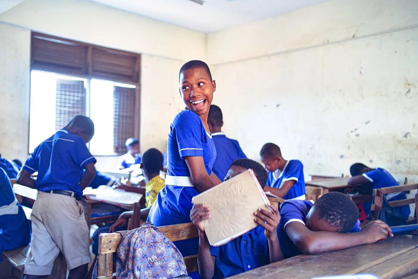School girl from Ghana in a classroom