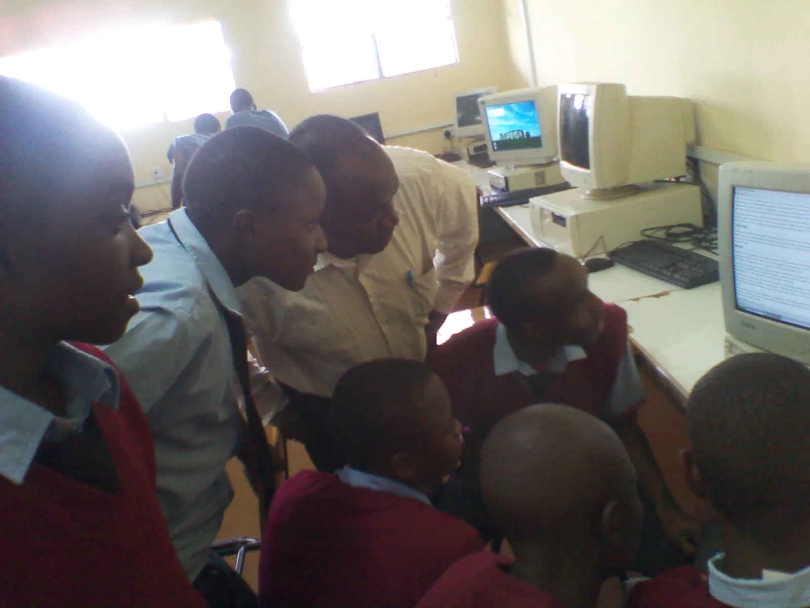 Students at Karima Boys High School in Kenya working on laptops